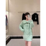 Chanel 2025 Fall/Winter Collection 🎀 Detachable Handmade Chunky Knit Bow Wool/Mohair Blend Pullover Knit Dress with Silk Lining - Image 12