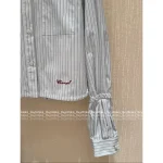 Chanel 25/26 Spring Collection 🆕 Runway Style Vertical Stripe Embroidery Metal Chain ⛓️ Blouse for Women - Image 5
