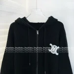 Celine Fall/Winter Must-Have 🖤 2025 Early Fall/Winter Collection Classic Terry Jacquard Logo Hooded Wool Knit Cardigan - Image 6
