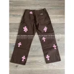 CHROME HEARTS 2025 Fall/Winter Collection 🤎 Maillard Brown Tones Pink Genuine Leather Cross Detail Cargo Pants