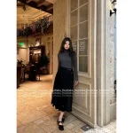 Prada 2025 Early Fall/Winter Collection ▶️ Genuine Leather Logo Accent High-Waist Slimming Artisan Pleated Midi/Maxi Skirt for Women - Image 10