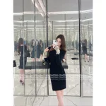 VALENTINO 2025 Fall/Winter Collection 👸 Water-Soluble Lace Cuff Bodycon Stretch Knit Cashmere Dress for Women - Image 6