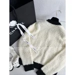 Chanel 2025 Fall/Winter Collection 🐼 Black-White Panda Colorblock Imported Wool Gem Button Round Neck Knit Cardigan ~ Super Comfortable! - Image 12