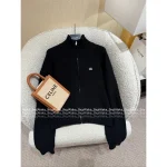 Celine 2025 Early Fall/Winter Collection 🔍 Minimalist Embroidered Logo Zip-Front Wool Knit Cardigan for Women - Image 8