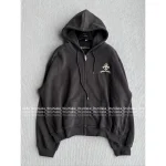 CHROME HEARTS 2025 Fall/Winter Collection 🩶 Brushed Cotton Zip-Front Sanskrit Print Logo Hooded Jacket for Women - Image 5