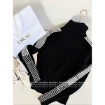 Dior "Slimming Silhouette Style" 🖤 D+ 2025 Fall/Winter Collection Slim-Fit Stand-Collar Zip-Front Cashmere Knit Cardigan