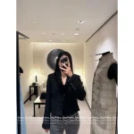 Chanel 2025 Early Fall Collection 🎀 Wool Tweed Lapel Blazer for Women - Artisan Velvet Bow Detail - Image 8