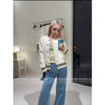 Chanel 2025 Fall/Winter CoCo Neigh Ski Collection 🤍 Teddy Cream Faux Fur Round Neck Kashmir Cashmere/Silk Cardigan & Midi Skirt for Women - Image 8