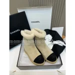 Chanel 2025 Fall/Winter Collection 🐑 Shearling & Wool Ankle Boots Snow Boots for Women - Premium Glossy Suede Upper