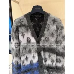 Louis Vuitton 2025 Autumn/Winter Collection 🆕 Printed V-Neck Color-Block Long-Staple Mohair & Wool 🦙 Blend Knit Cardigan - Image 8
