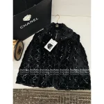 Chanel 2025 Ski Collection ❕ “Most Beautiful Eco-Fur” All-Over Sequin Embroidery Print Logo Lapel 3/4 Sleeve Fur Coat with Silk Lining