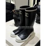 Chanel Barbie Princess Boots~ 2025N Hot Drop New Colorway Color-Block Logo Rain Boots Imported Original Mold Special Waterproof Material - Image 4