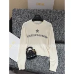 Dior 2025 Early Fall/Winter Collection ⭐️ Round Neck Embroidered Letter Logo Pullover Cashmere/Wool Blend Knit Sweater - Image 3