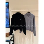 Celine 2025 Early Fall/Winter Collection 🔍 Minimalist Embroidered Logo Zip-Front Wool Knit Cardigan for Women