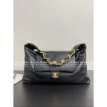 Chanel 2025 Fall/Winter Atelier Collection Runway Style 🖤 Chunky Chain Metal Logo Oversized Hippie Hobo Bag in Imported Matte Soft Calfskin - Image 3
