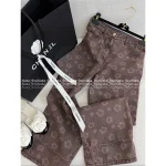 Chanel 2025 Fall/Winter Collection 🐻 Special Enzyme Wash Denim Camellia Print Logo High-Waist Slimming Wide-Leg Jeans for Women