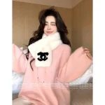 Chanel Vintage Series ©️©️ Imported Wool 🦙 Logo Fur Scarf 🧣 Adorably Cute & Cozy - Perfect for Homebodies - Image 3