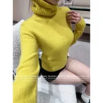 Celine 2025 Fall/Winter Collection 🍋©️ Lemon Yellow Mock Neck Wool Pullover for Women - Image 10