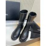 Chanel Vintage Vintage Series 🔍©️©️ Metal Button Embellished Embroidered Letter Logo Imported Calfskin Leather Ankle Boots for Women - Image 10