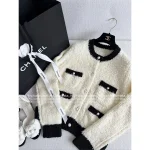 Chanel 2025 Fall/Winter Collection 🐼 Black-White Panda Colorblock Imported Wool Gem Button Round Neck Knit Cardigan ~ Super Comfortable! - Image 10