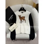 Chanel 2025 Fall/Winter Ski Collection 🦌 Colorblock Reindeer 🫎 Pattern Round Neck Cashmere/Wool Blend Pullover Sweater - Image 9
