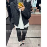 Chanel 2025 Early Fall Collection 🎀 Wool Tweed Lapel Blazer for Women - Artisan Velvet Bow Detail - Image 6