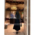 Prada 2025 Early Fall/Winter Collection ▶️ Genuine Leather Logo Accent High-Waist Slimming Artisan Pleated Midi/Maxi Skirt for Women - Image 7