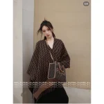 FENDI "Must-Have for Socialites & Celebrities" 🐑 Cashmere Fringe Shawl for Women Cashmere + Wool Blend Warm & Cozy - Image 4