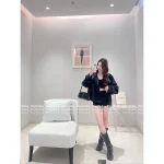 ACNE STUDIOS 2025 New Designer Stand-Collar PU Pebbled Shearling-Texture Jacket for Women - Image 7