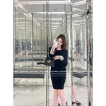 VALENTINO 2025 Fall/Winter Collection 👸 Water-Soluble Lace Cuff Bodycon Stretch Knit Cashmere Dress for Women - Image 3