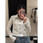 Chanel 2025 Fall/Winter Collection 🤍 Lapel Gem Button Four-Pocket Imported Wool Tweed Woven Coat for Women - Image 10