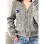 Celine Must-Have for Christmas & New Year ♥️ ©️ 2025 Fall/Winter Collection Brooch Logo Red Cashmere Knit Cardigan - Image 12