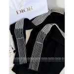 Dior "Slimming Silhouette Style" 🖤 D+ 2025 Fall/Winter Collection Slim-Fit Stand-Collar Zip-Front Cashmere Knit Cardigan - Image 7