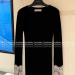 VALENTINO 2025 Fall/Winter Collection 👸 Water-Soluble Lace Cuff Bodycon Stretch Knit Cashmere Dress for Women