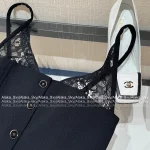 Chanel 2025 Fall/Winter Collection 🖤 Artisan Lace V-Neck Crystal Button Arched Corset Top for Women - Image 20