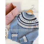 miumiu 2025 Early Fall/Winter Collection ❄️ Blue Snowflake Fair Isle Round Neck Wool Pullover 🐑 - Image 11