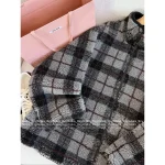 miumiu 2025 Early Fall/Winter Collection 🩶 Color-Block Plaid Fleece Zip-Up Furry Jacket Oversized Fit - Image 2