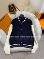 Louis Vuitton 2025 Fall/Winter Collection 🆕 Ski Series Colorblock Subtle Jacquard Logo Baseball Wool Knit Jacket - Image 17