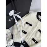 Chanel 2025 Fall/Winter Collection 🐼 Black-White Panda Colorblock Imported Wool Gem Button Round Neck Knit Cardigan ~ Super Comfortable! - Image 8