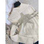 Dior 2025 Fall/Winter Ski Collection ⭐️ Artisan Gold-Thread Embroidered Star Logo Navy Lapel Cashmere Zip-Front Sweater - Image 13