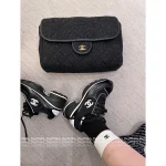 Chanel 2025 Fall/Winter Collection 🖤 Imported Leather Mesh Detail Block Heel Logo Sneakers for Women - Image 19