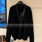 Louis Vuitton 2025 Early Fall/Winter Collection 🖤 V-Neck Wool Badge Button Detail Pullover Sweater - Unisex Oversized Fit