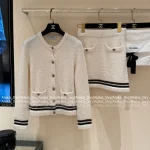 Chanel 2025 Fall/Winter CoCo Neigh Ski Collection 🤍 Teddy Cream Faux Fur Round Neck Kashmir Cashmere/Silk Cardigan & Midi Skirt for Women