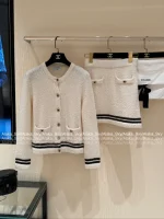 Chanel 2025 Fall/Winter CoCo Neigh Ski Collection 🤍 Teddy Cream Faux Fur Round Neck Kashmir Cashmere/Silk Cardigan & Midi Skirt for Women