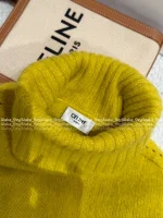 Celine 2025 Fall/Winter Collection 🍋©️ Lemon Yellow Mock Neck Wool Pullover for Women - Image 7