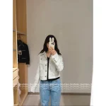 Chanel 2025 Fall/Winter Collection 🤍 Lapel Gem Button Four-Pocket Imported Wool Tweed Woven Coat for Women - Image 8