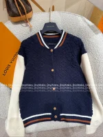 Louis Vuitton 2025 Fall/Winter Collection 🆕 Ski Series Colorblock Subtle Jacquard Logo Baseball Wool Knit Jacket - Image 16