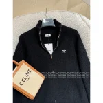 Celine 2025 Early Fall/Winter Collection 🔍 Minimalist Embroidered Logo Zip-Front Wool Knit Cardigan for Women - Image 15