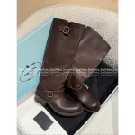 Prada High-Quality Beauty Style ~ 2025 Early Fall/Winter Collection Wide-Calf Motorcycle Boots 👢 Custom Imported Leather Gift Box - Image 10