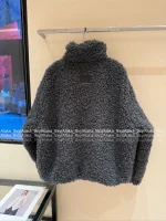 ACNE STUDIOS 2025 Fall/Winter Collection 🩶 Gray Stand-Collar Curly Fleece Zip-Up Jacket - Unisex Oversized Fit - Image 8